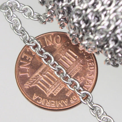 10 ft. of Rhodium Plated SOLDERED Thick Fancy Cable Chain - 3x3.5mm 21G Thickness Wire SOLDERED Link -  335S