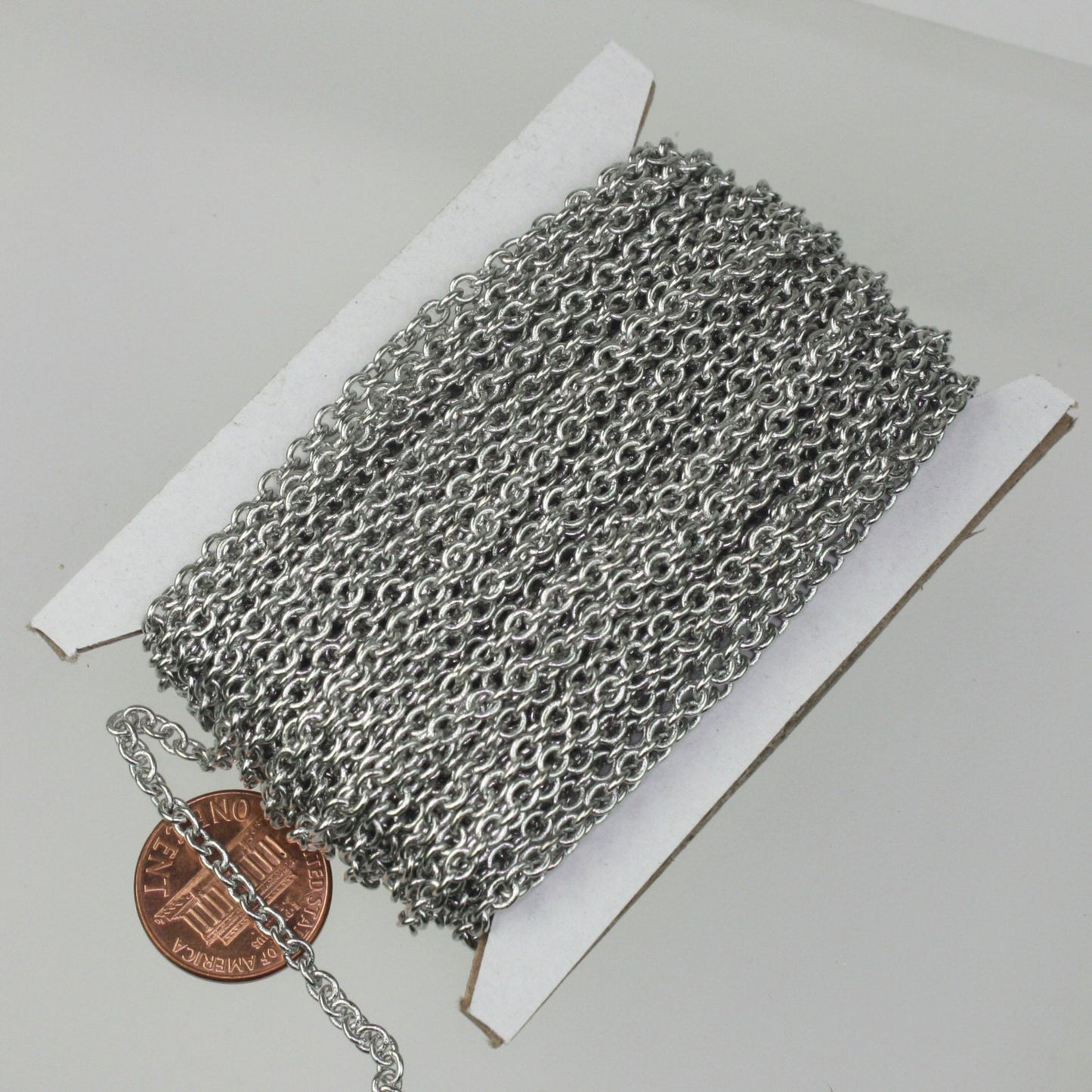 100 ft. of Rhodium Plated SOLDERED Thick Fancy Cable Chain - 3x3.5mm 21G Thickness Wire SOLDERED Link -  335S