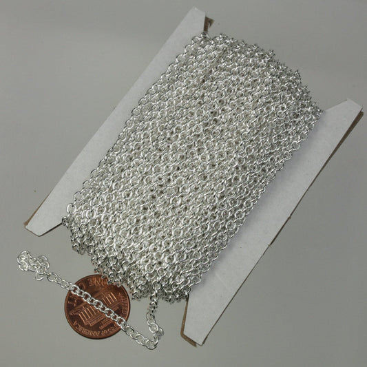 32 ft. of Silver Plated SOLDERED Thick Fancy  Cable Chain - 3x3.5mm 21G Thickness Wire SOLDERED Link -  335S