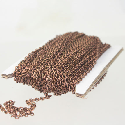 Antique Copper Chain Bulk Chain, 100 ft. of SOLDERED Thick Cable Chain - 3x3.5mm 21G Thickness Wire SOLDERED Link -  335S