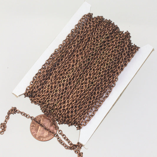 32 ft. of Antique Copper Finished SOLDERED Thick Fancy Cable Chain - 3x3.5mm 21G Thickness Wire SOLDERED Link -  335S