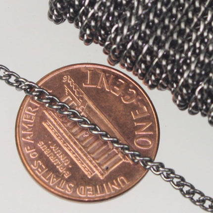 New 32 ft spool of Gunmetal Plated SOLDERED sturdy curb chain - 2.1mm SOLDERED link - 2.1S