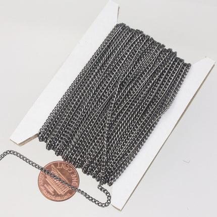 10 ft spool of Gunmetal Plated SOLDERED sturdy curb chain - 2.1mm SOLDERED link - 2.1S