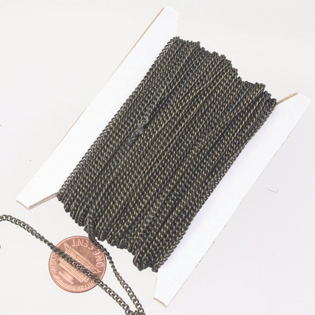 New 100 ft spool of Antique Brass Plated SOLDERED sturdy curb chain - 2.1mm SOLDERED link - 2.1S
