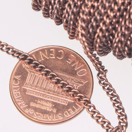 New 10 ft spool of Antique Copper Plated SOLDERED sturdy curb chain - 2.1mm SOLDERED link - 2.1S