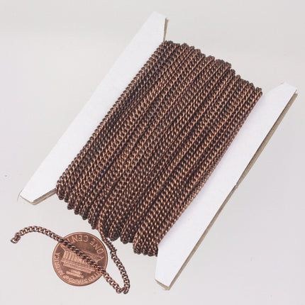 New 10 ft spool of Antique Copper Plated SOLDERED sturdy curb chain - 2.1mm SOLDERED link - 2.1S