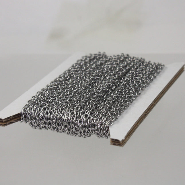 30 Ft Stainless Steel OVAL Cable Chain - SOLDERED Cable Chain - 4x2.4mm Soldered Links