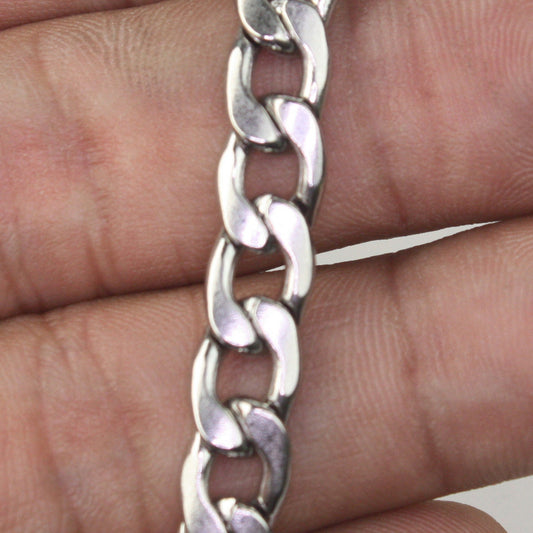 Stainless Steel chain bulk, 3 ft of Stainless Steel Chunky Curb Heavy Necklace Bracelet Big Link - 7.6mm width 10.6mm Length 2.0mm thickness