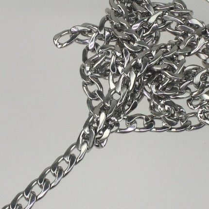Stainless Steel chain bulk , 10ft Stainless Steel Chunky Curb chain Heavy Necklace Bracelet Big Link - 7.6mm width 2.0mm thickness