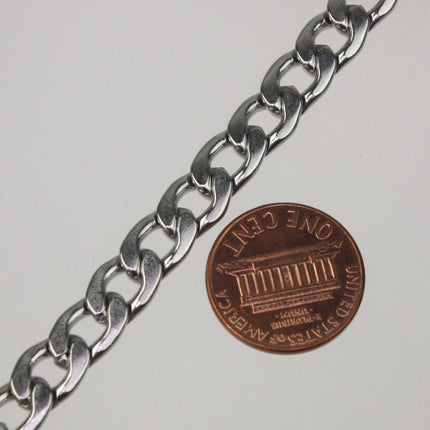 Stainless Steel chain bulk , 10ft Stainless Steel Chunky Curb chain Heavy Necklace Bracelet Big Link - 7.6mm width 2.0mm thickness