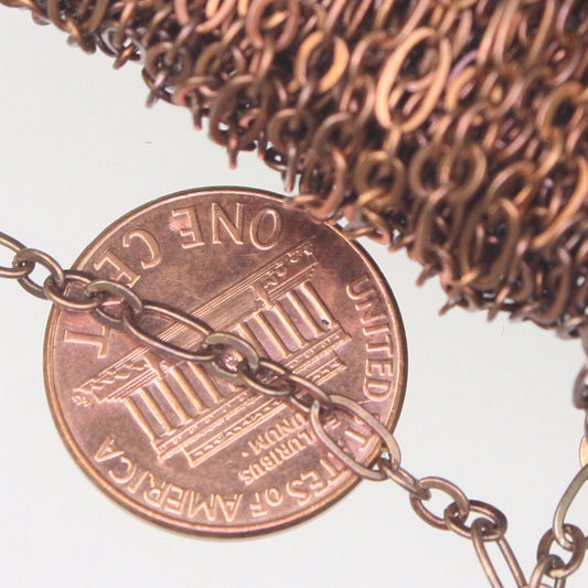 32 feet Antique Copper Chain (3 and 1) Long and Short (3 and 1) Chain SOLDERED Chain Bracelet bulk chain - 6x3mm 4x3mm Soldered 3429LS31