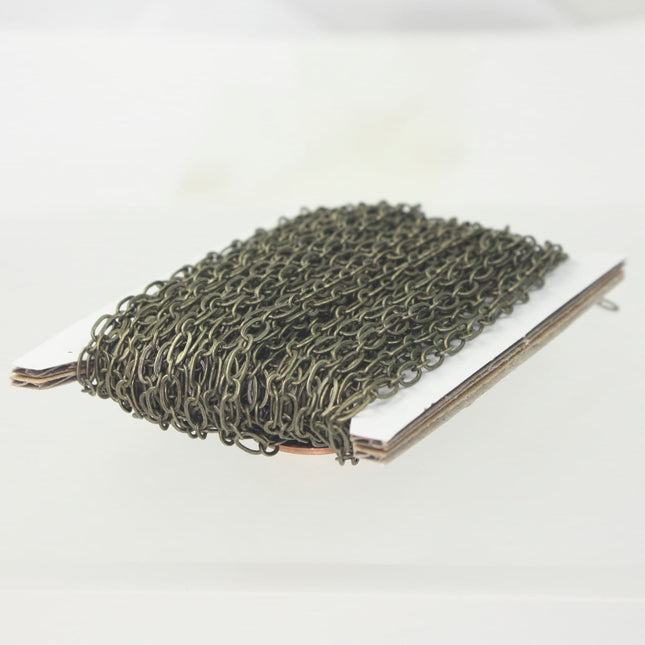 100 feet spool of Long and Short (1 and 1) Chain SOLDERED Chain Necklace Bracelet Antique Brass Chain - 6x3mm 4x3mm Soldered