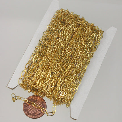 Gold Plated Chain bulk, 32ft spool of (1 and 1) Long and Short Chain SOLDERED Chain Bracelet   - 6x3mm 4x3mm Soldered 3429LS11