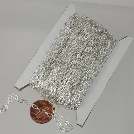 Sterling Silver Plated Chain bulk, 100 Ft of (1 and 1) Long and Short Chain SOLDERED Chain   - 6x3mm 4x3mm Soldered 3429LS11
