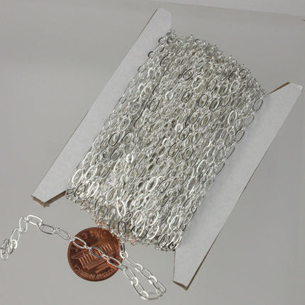 32 feet of Sterling Silver Plated Chain bulk,  (1 and 1) Long and Short Chain SOLDERED Chain    - 6x3mm 4x3mm Soldered 3429LS11