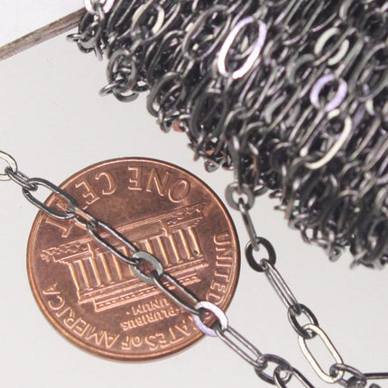 Gunmetal Chain bulk Chain, 10 ft spool of (1 and 1) Long and Short Chain SOLDERED Chain Necklace  Chain - 6x3mm 4x3mm Soldered 3429LS11