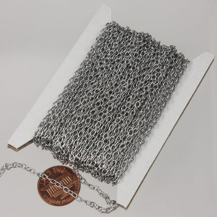 10 Ft Stainless Steel OVAL Cable Chain - SOLDERED Cable Chain - 4x2.4mm SOLDEREd - Bulk Chain Necklace Wholesale DIY Chain