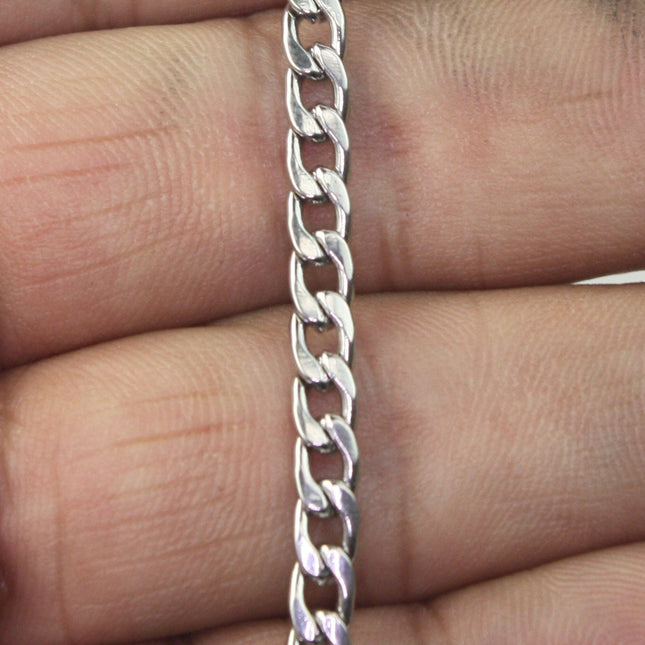 3 ft of Surgical Stainless Steel Mens NK 1:1 Curb Chain - 4.2mm 1.2mm 16G Unsoldered Link Hip Hop Cool Style - ST42NK11