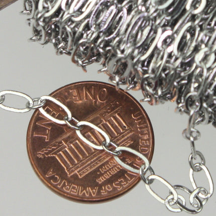 10 feet of Rhodium Plated Chain bulk Chain, (1 and 1) Long and Short Chain SOLDERED Chain Bracelet Chain - 6x3mm 4x3mm Soldered 3429LS11