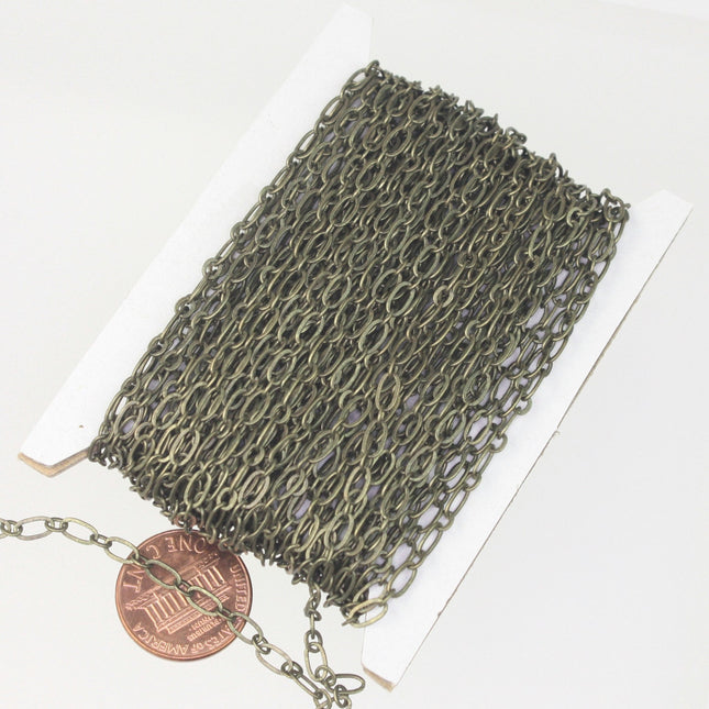 3/10/32/50 Feet (1 and 1) Long and Short Chain SOLDERED Chain Antique Brass/Copper/Rhodium/Gunmetal Plated - 6x3mm 4x3mm Soldered - 3429LS11