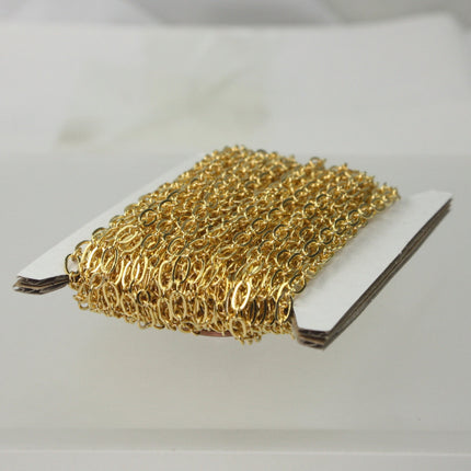 Gold Plated Chain bulk, 32ft spool of (1 and 1) Long and Short Chain SOLDERED Chain Bracelet   - 6x3mm 4x3mm Soldered 3429LS11