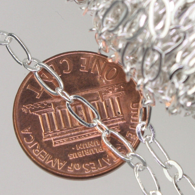 32 feet of Sterling Silver Plated Chain bulk,  (1 and 1) Long and Short Chain SOLDERED Chain    - 6x3mm 4x3mm Soldered 3429LS11