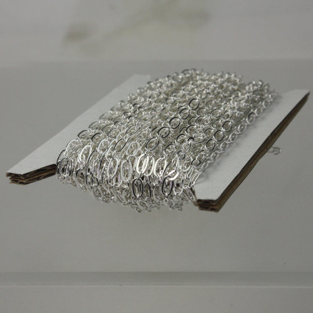 32 feet of Sterling Silver Plated Chain bulk,  (1 and 1) Long and Short Chain SOLDERED Chain    - 6x3mm 4x3mm Soldered 3429LS11