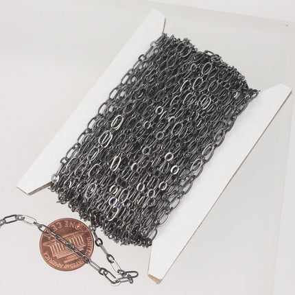 Gunmetal Chain bulk Chain, 10 ft spool of (1 and 1) Long and Short Chain SOLDERED Chain Necklace  Chain - 6x3mm 4x3mm Soldered 3429LS11