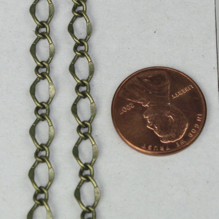 Antique Bronze Chain bulk Chain, 32 ft Spool of Antique Brass    Big Hammered Chain Soldered  Curb Chain - 5x8mm SOLDERED - 58FIGARO