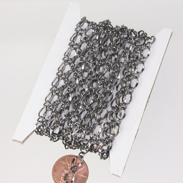 10 feet Gunmetal Hammered Curb Chain Bulk Chain - 5x8mm SOLDERED Link - Gunmetal Big Hammered Chain Soldered  Curb Chain - 58FIGARO