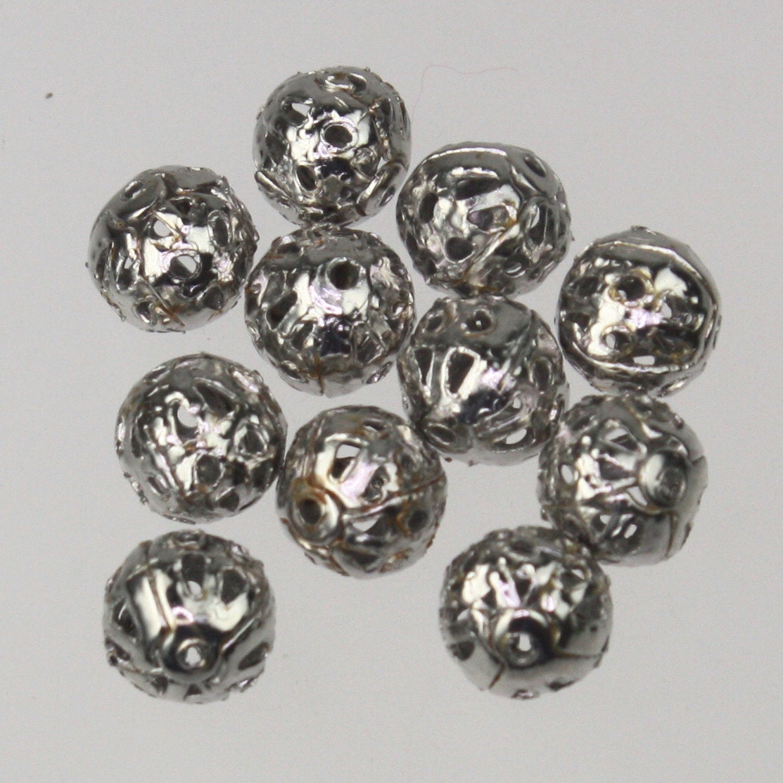 Wholesale Lot 500 pcs of Rhodium Plated Filigree Round Beads Spacer - 6mm - Ship from California USA