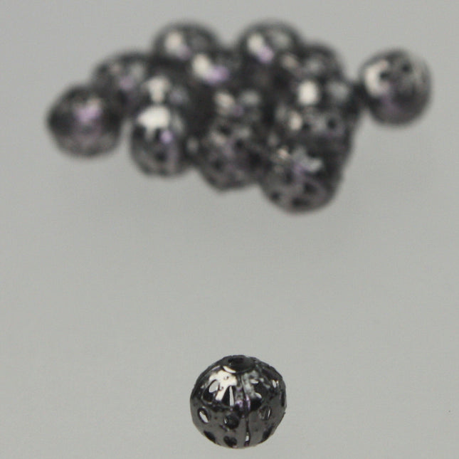 100 pcs of Gunmetal Filigree Round Beads Spacer - 6mm