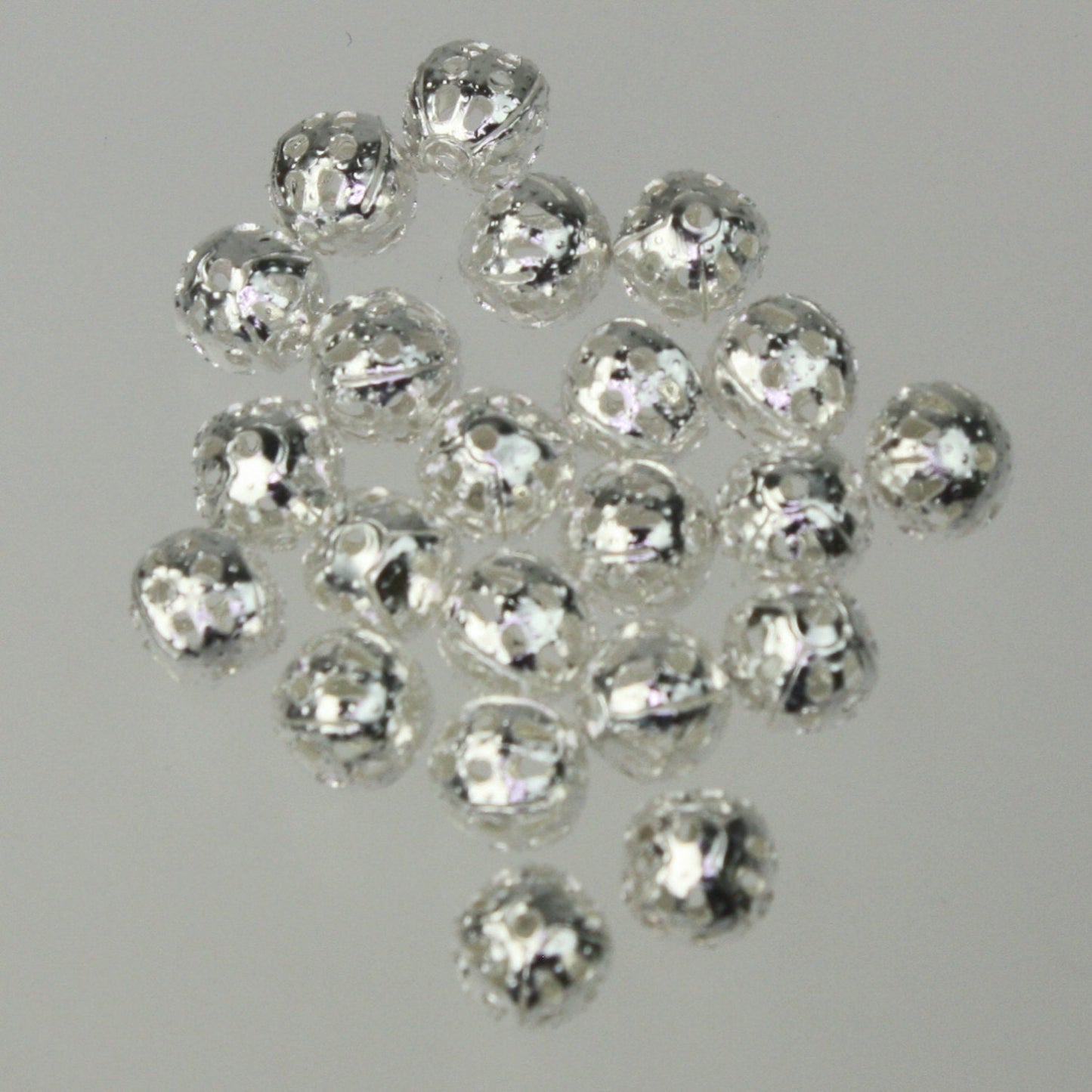 100 pcs of Silver Plated Filigree Round Beads Spacer - 6mm - Ship from California USA