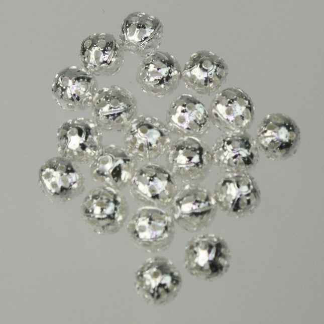 100 pcs of Silver Plated Filigree Round Beads Spacer - 6mm