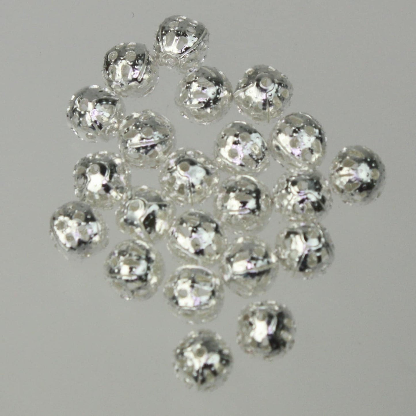 Wholesale Lot 500 pcs of Silver Plated Filigree Round Beads Spacer - 6mm - Ship from California USA