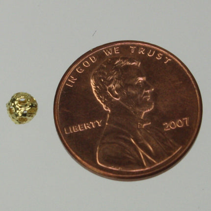 100 pcs of Gold Plated Filigree Round Beads Spacer - 4mm