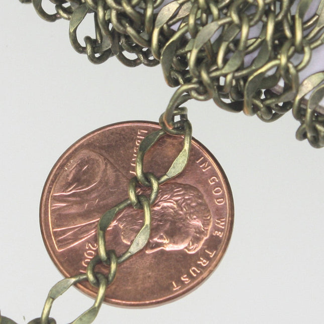 3 feet of Antique Bronze Chain, bulk Chain, Antique Brass Necklace   Big Hammered Chain Soldered  Curb Chain - 5x8mm SOLDERED - 58FIGARO