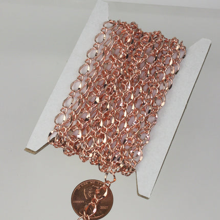 Copper Chain Bulk Chain Necklace Bracelet, 10 ft Spool of   Big Hammered Chain Soldered Curb Chain - 5x8mm SOLDERED Link - 5080FG