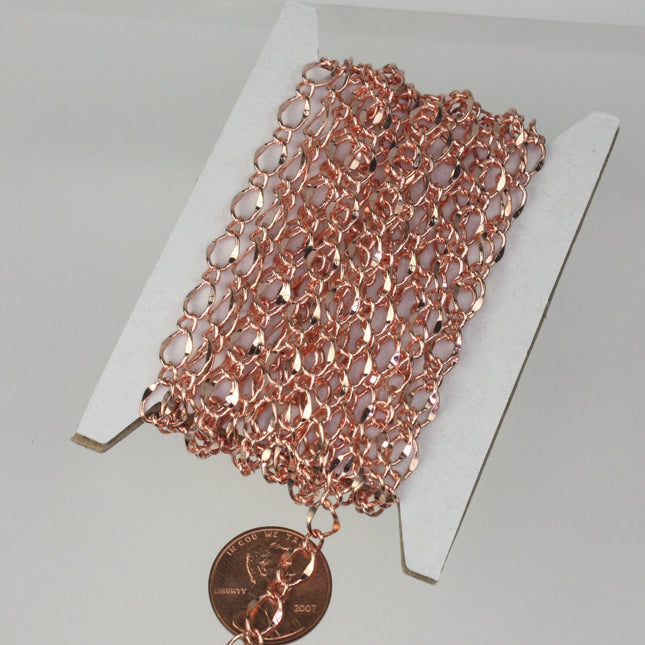 Copper Chain Bulk Chain Necklace Bracelet, 10 ft Spool of   Big Hammered Chain Soldered Curb Chain - 5x8mm SOLDERED Link - 5080FG