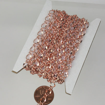 Copper Chain Bulk Chain Necklace Bracelet, 32 ft Spool of   Big Hammered Soldered Figaro Chain - 5x8mm SOLDERED Link - 58FIGARO
