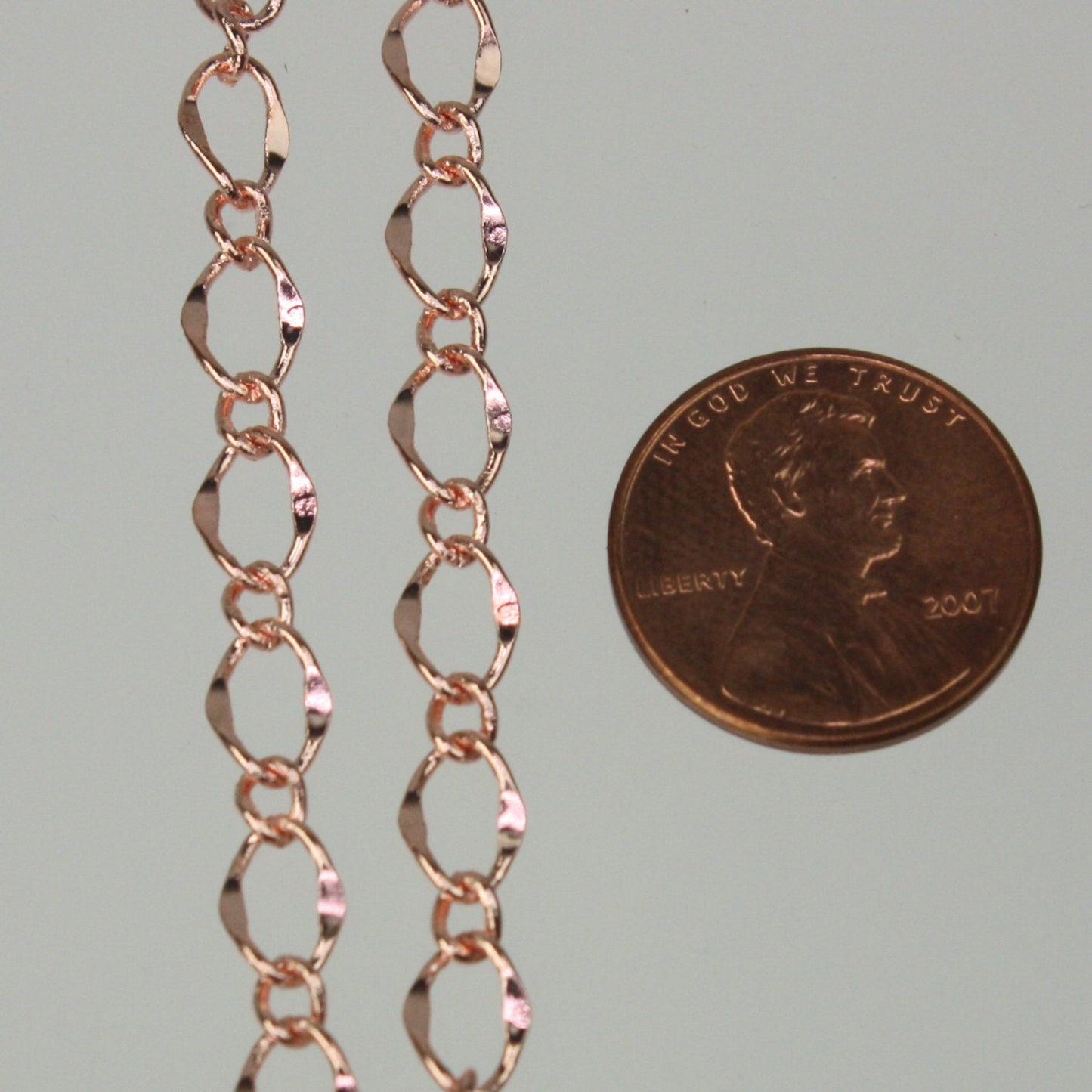 Copper Chain Bulk Chain Necklace Bracelet, 32 ft Spool of   Big Hammered Soldered Figaro Chain - 5x8mm SOLDERED Link - 58FIGARO