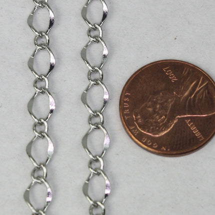 Rhodium Plated Chain Bulk Chain, 10 ft Spool of Necklace   Antique Silver Big Hammered Soldered Figaro Chain - 5x8mm SOLDERED - 58FIGARO