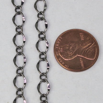 10 feet Gunmetal Hammered Curb Chain Bulk Chain - 5x8mm SOLDERED Link - Gunmetal Big Hammered Chain Soldered  Curb Chain - 58FIGARO