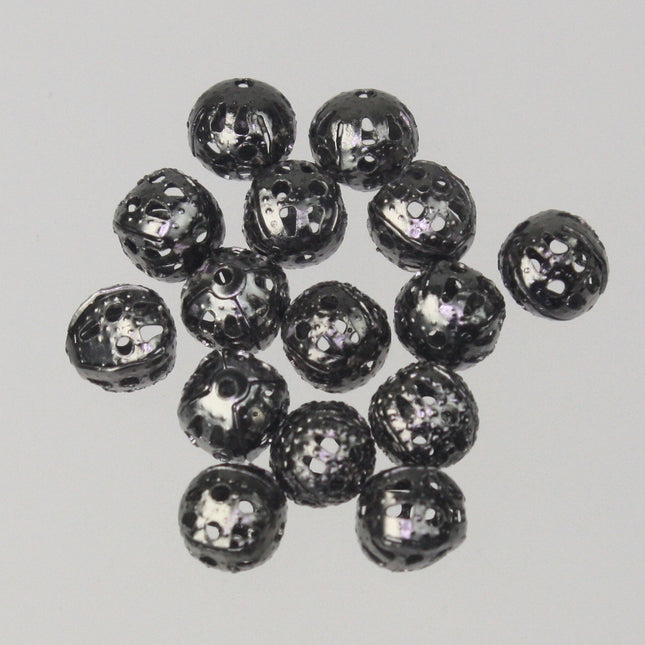 100 pcs of Gunmetal Filigree Round Beads Spacer - 6mm
