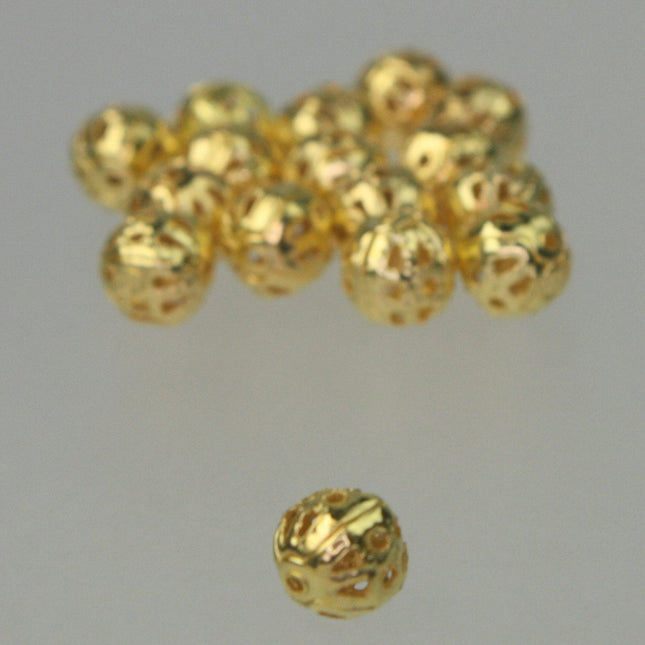 Wholesale Lot 500 pcs of Gold Plated Filigree Round Beads Spacer - 6mm