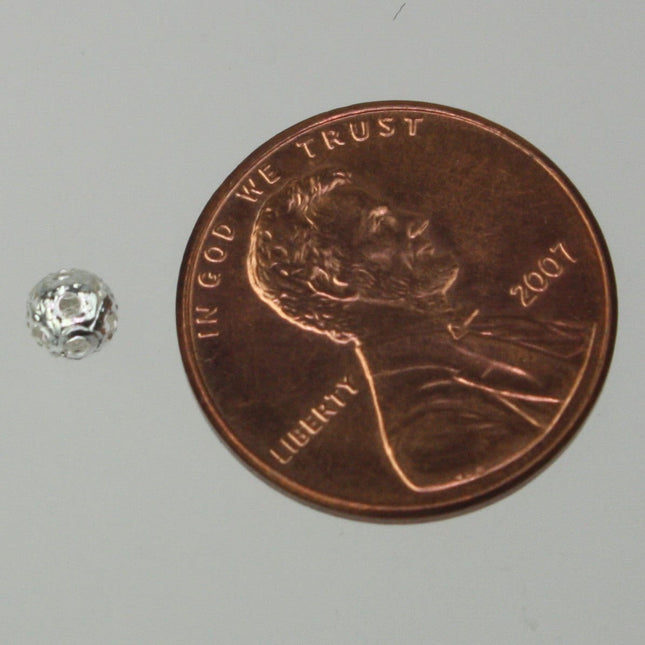 Wholesale Lot 500 pcs of Silver Plated Filigree Round Beads Spacer - 4mm