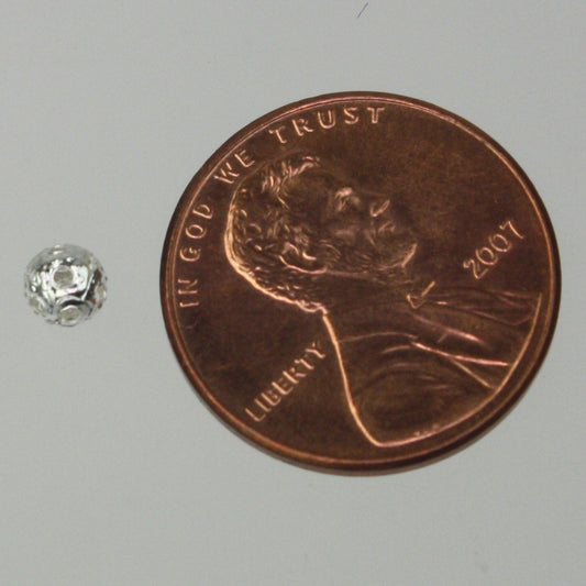 100 pcs of Silver Plated Filigree Round Beads Spacer - 4mm - Ship from California USA