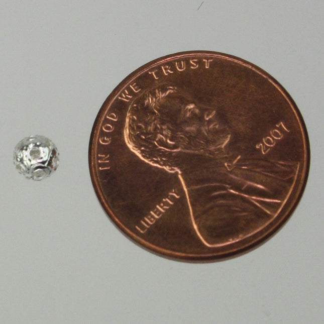 100 pcs of Silver Plated Filigree Round Beads Spacer - 4mm