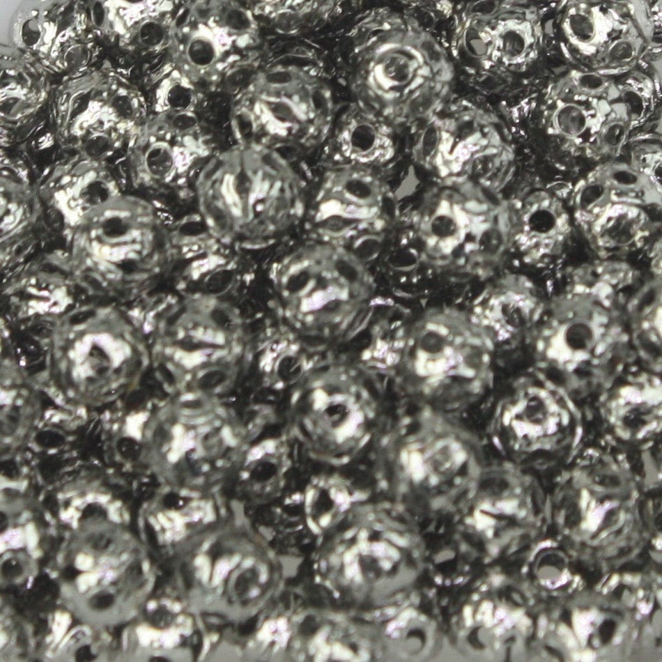 100 pcs of Rhodium Plated Filigree Round Beads Spacer - 4mm - Ship from California USA