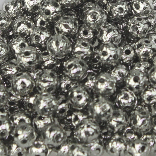 100 pcs of Rhodium Plated Filigree Round Beads Spacer - 4mm - Ship from California USA
